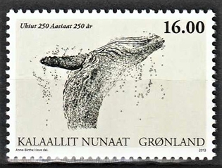 FRIMÆRKER GRØNLAND | 2013 - AFA 650 - Aasiaat 250 år - 16,00 kr. flerfarvet - Postfrisk